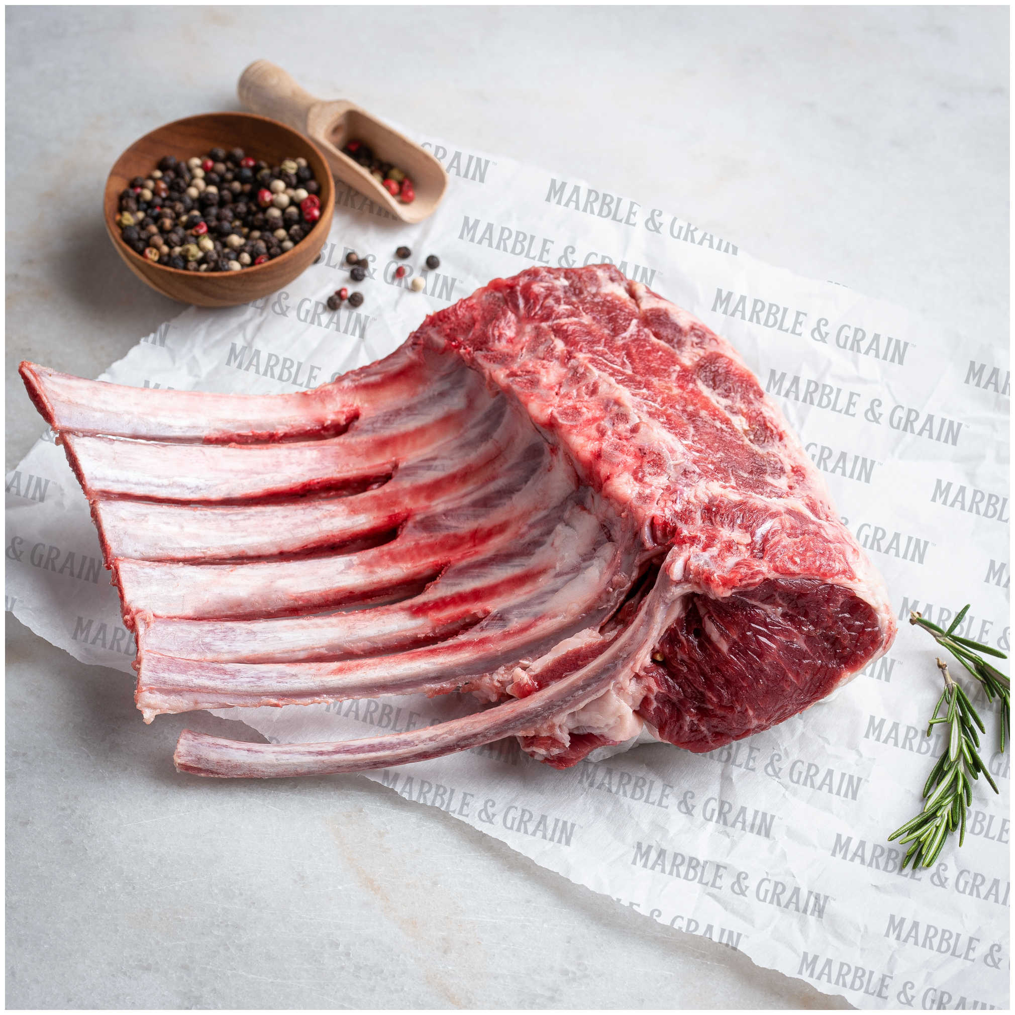 Marble & Grain Rack of Lamb, 8-Bone Frenched 1 pc | 2 - 2.5 lbs